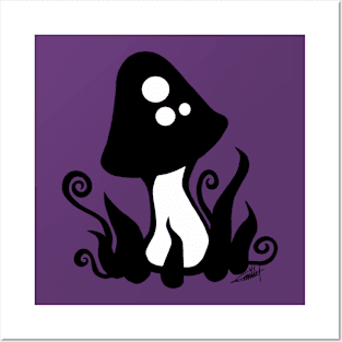 Black mushroom Posters and Art